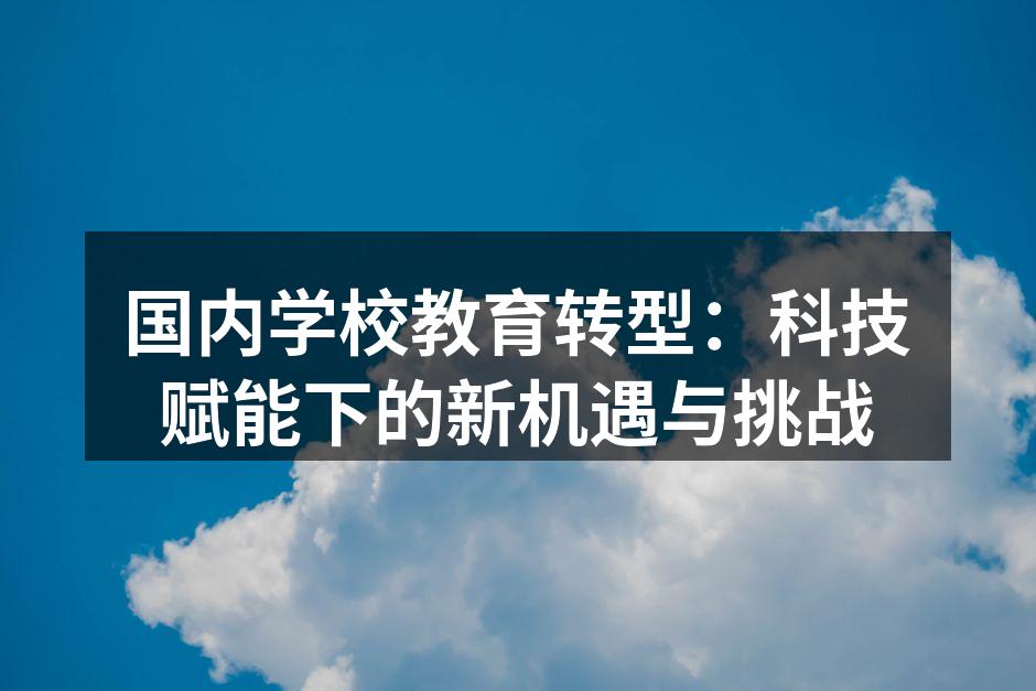 国内学校教育转型：科技赋能下的新机遇与挑战